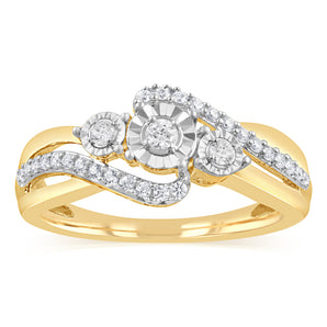 1/5 Carat Diamond Ring in Gold Plated Sterling Silver