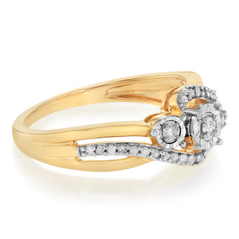 1/5 Carat Diamond Ring in Gold Plated Sterling Silver