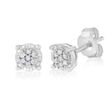 Diamond Stud Earrings in Sterling Silver