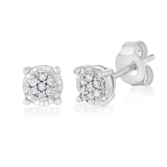 Diamond Stud Earrings in Sterling Silver