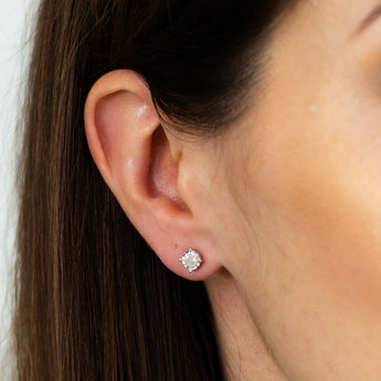 Diamond Stud Earrings in Sterling Silver