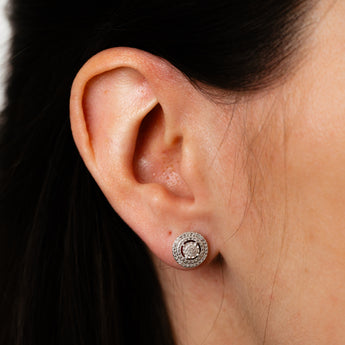 Diamond Stud Earrings in Sterling Silver