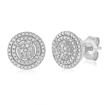 Diamond Stud Earrings in Sterling Silver
