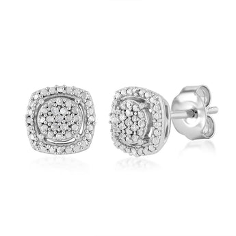 Diamond Stud Earrings in Sterling Silver