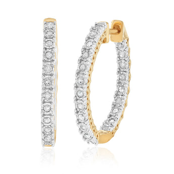 0.45 Carat Diamond Hoop Earrings in Gold Plated Sterling Silver
