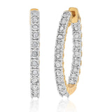 0.45 Carat Diamond Hoop Earrings in Gold Plated Sterling Silver