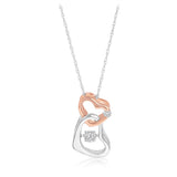 Diamond Heart Pendant on 46cm Chain in Rose Gold Plated Sterling Silver