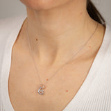 Diamond Heart Pendant on 46cm Chain in Rose Gold Plated Sterling Silver