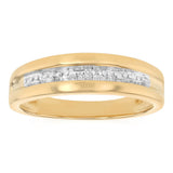 9 Diamonds Gents Ring in Gold Plated Sterling Silver