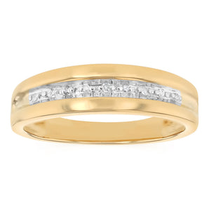 9 Diamonds Gents Ring in Gold Plated Sterling Silver