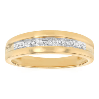 9 Diamonds Gents Ring in Gold Plated Sterling Silver