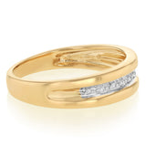 9 Diamonds Gents Ring in Gold Plated Sterling Silver