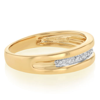 9 Diamonds Gents Ring in Gold Plated Sterling Silver