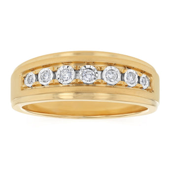 1/10 Carat Diamond Gents Ring in Gold Plated Sterling Silver