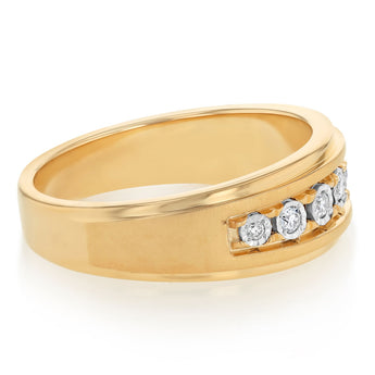 1/10 Carat Diamond Gents Ring in Gold Plated Sterling Silver