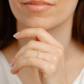 11 Diamonds Ring in Gold Plated Sterling Silver