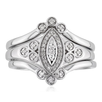 1/10 Carat Diamond 3-Piece Bridal Set in Sterling Silver