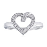 Diamond Heart Ring in Sterling Silver