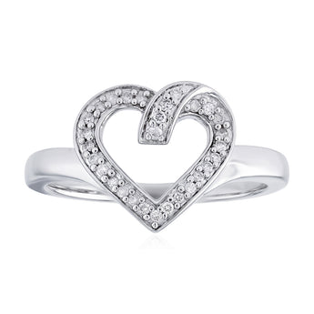 Diamond Heart Ring in Sterling Silver