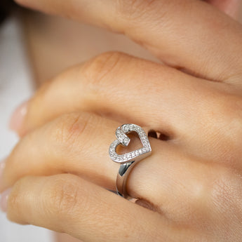 Diamond Heart Ring in Sterling Silver