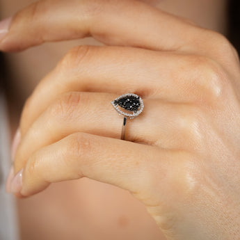 1/4 Carat Diamond Ring with Black and White Diamonds in Sterling Silver