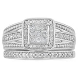 0.35 Carat Diamond 2-Ring Bridal Set in Sterling Silver