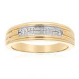 Diamond Gents Ring in Gold Plated Sterling Silver