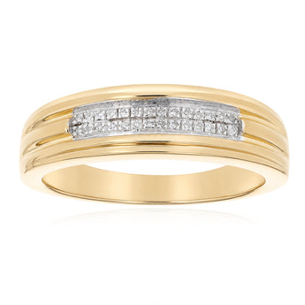 Diamond Gents Ring in Gold Plated Sterling Silver