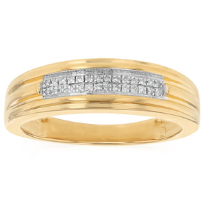 Diamond Gents Ring in Gold Plated Sterling Silver