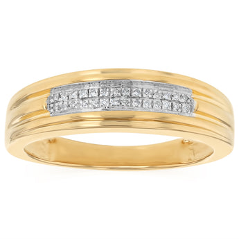 Diamond Gents Ring in Gold Plated Sterling Silver