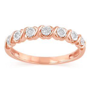 7 Diamonds Ring in Rose Gold Plated Sterling Silver