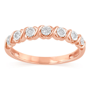 7 Diamonds Ring in Rose Gold Plated Sterling Silver