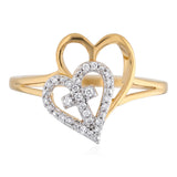 1/10 Carat Heart Diamond Ring in Gold Plated Sterling Silver