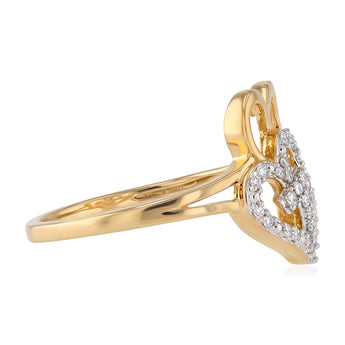 1/10 Carat Heart Diamond Ring in Gold Plated Sterling Silver