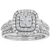 0.65 Carat Diamond 2-Ring Bridal Set in 9ct White Gold