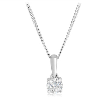 1/3 Carat Diamond Solitaire Pendant in 9ct White Gold
