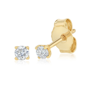 1/10 Carat Diamond Solitaire Stud Earrings in 9ct Yellow Gold