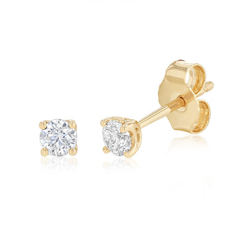 1/4 Carat Diamond Solitaire Stud Earrings in 9ct Yellow Gold