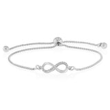 Diamond Infinity Slider Bracelet with 17 Round Brilliant Cut Diamonds in Sterling Silver