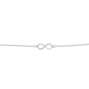 Diamond Infinity Slider Bracelet with 17 Round Brilliant Cut Diamonds in Sterling Silver