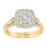 1/3 Carat Diamond 2-Ring Bridal Ring Set in 9ct Yellow Gold