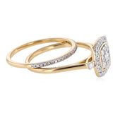 1/3 Carat Diamond 2-Ring Bridal Ring Set in 9ct Yellow Gold