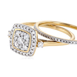 1/3 Carat Diamond 2-Ring Bridal Ring Set in 9ct Yellow Gold