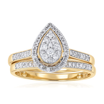 1/3 Carat Diamond Bridal Set Ring in 9ct Yellow Gold