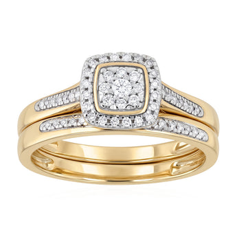 1/5 Carat Diamond Bridal Set Ring in 9ct Yellow Gold