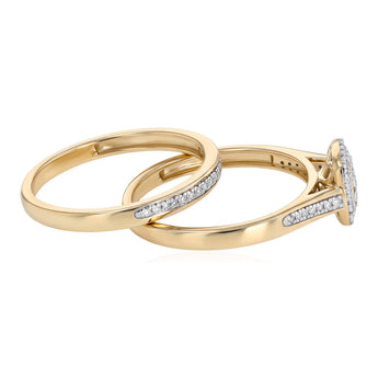1/5 Carat Diamond Bridal Set Ring in 9ct Yellow Gold