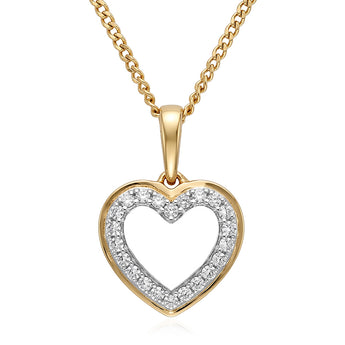 Diamond Heart Pendant in 9ct Yellow Gold