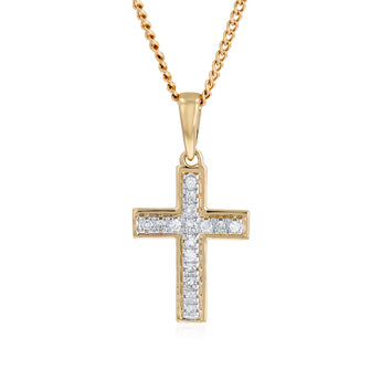 Diamond Cross Pendant in 9ct Yellow Gold