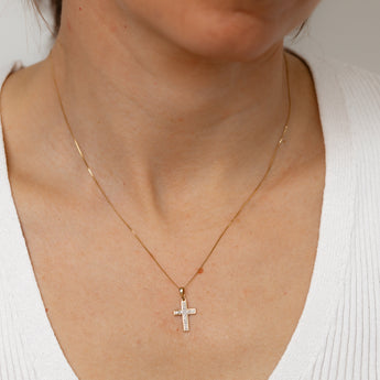Diamond Cross Pendant in 9ct Yellow Gold