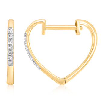 Diamond Hoop Earrings with 14 Diamonds in 9ct Yellow Gold